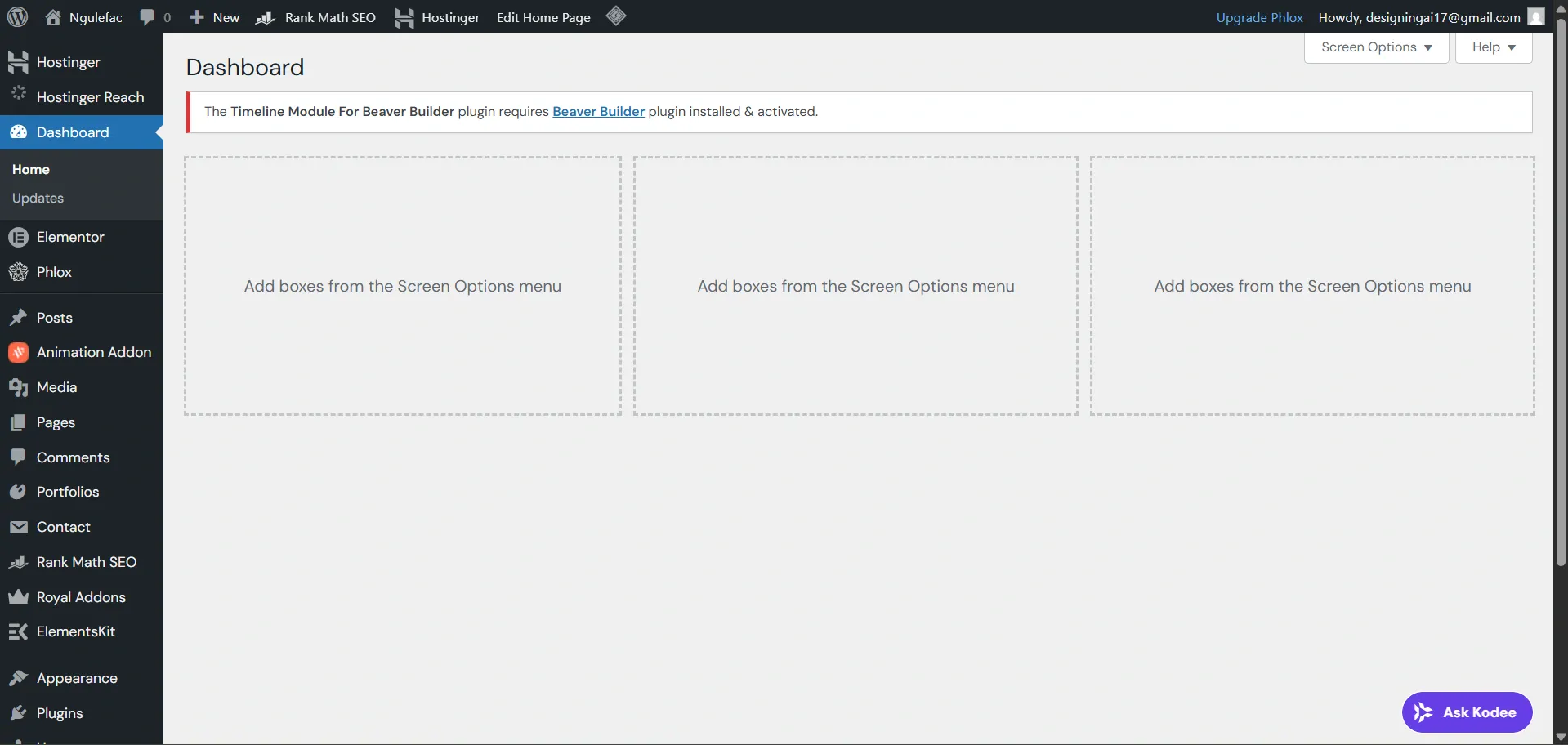 WordPress website builder interface